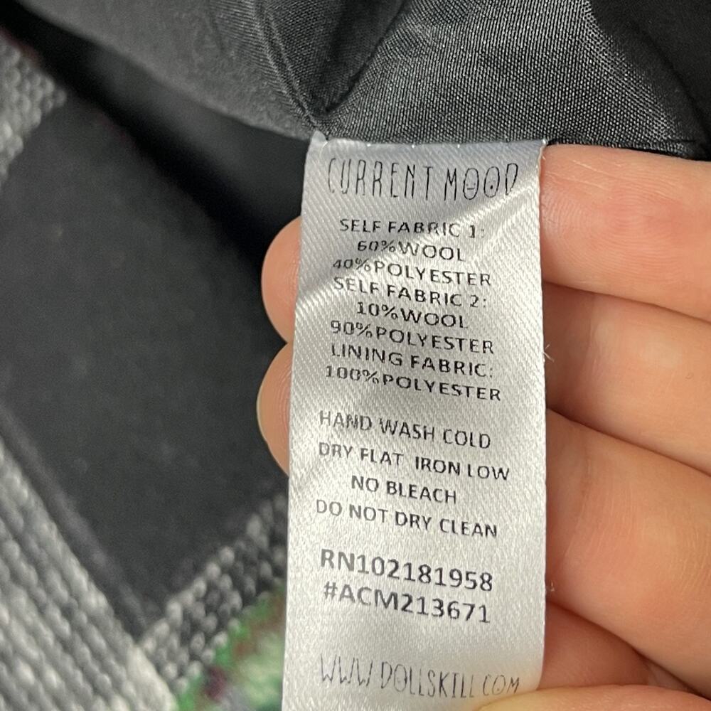 Dolls Kill Current Mood Academy Punk Plaid Jacket Coat Womens Medium Wool Blend - Picture 6 of 15